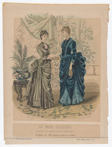 Toilettes de Mme Bréant-Castel, from La Mode Illustrée, 1855, No. 4 by Isabelle Desgrange, print, 1885