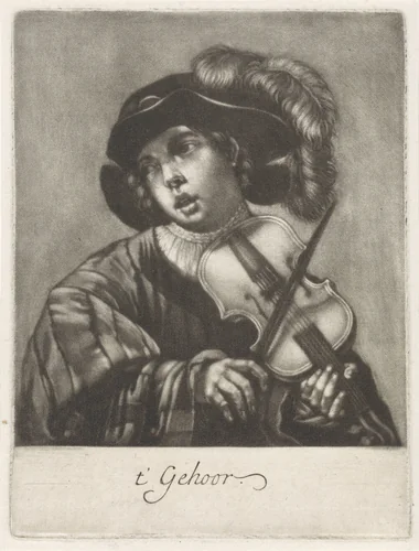 Vioolspeler by anonymous, print, 1660-1800