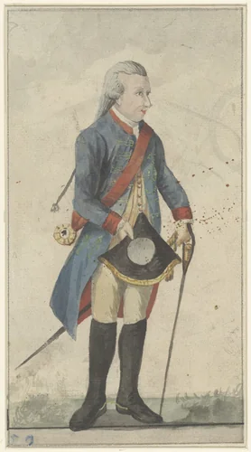 Man met steek en blauwe jas (Lodewijk Ernst Hertog van Brunswijk Wolffenbüttel?) by anonymous, drawing, 1700-1800