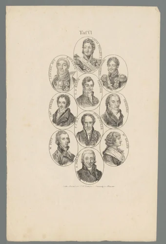 Tien portretten, voornamelijk Fransen by anonymous, print, 1800-1850
