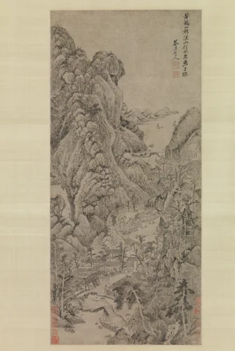 Travelers among Streams and Mountains by Wu Li, painting, 1670-1679
