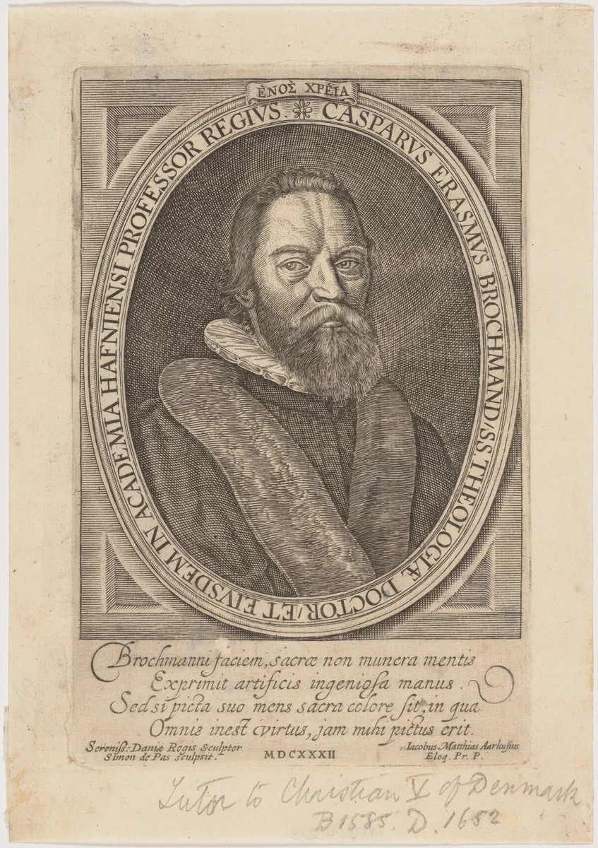 Jesper Rasmussen Brochmand by Simon van de Passe, print, 1632