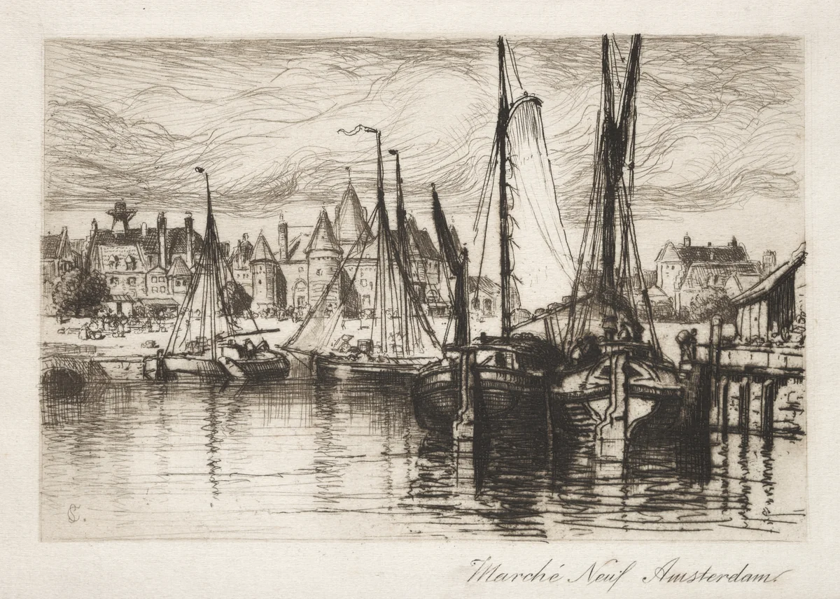 The New Market, Amsterdam by Samuel Colman, print, 1860-1920
