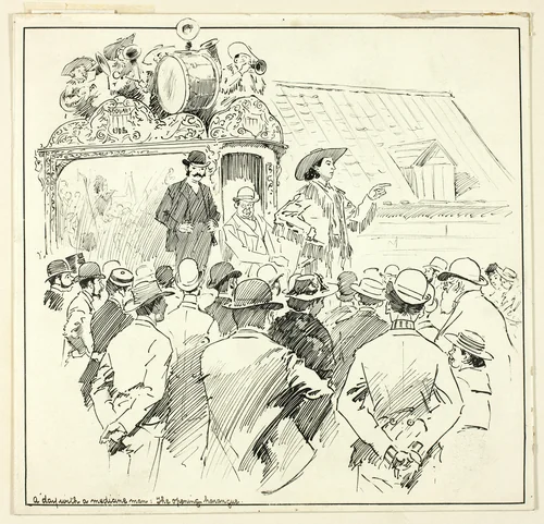 A Day with the Medicine Man by Philipp William May, drawing, 1884-1903
