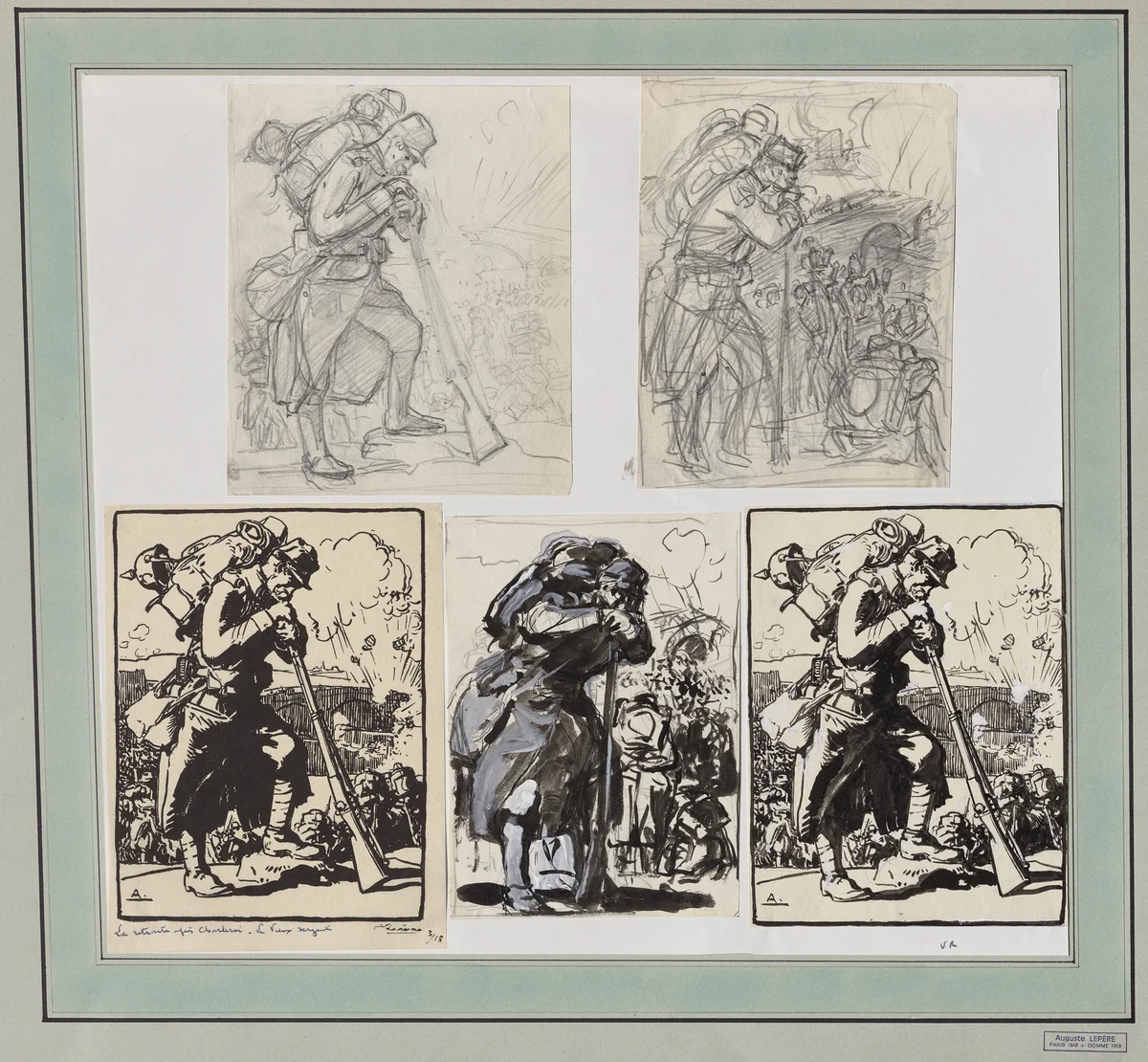 La Retraite après Charleroi... by Auguste Louis Lepère, drawing, 1914