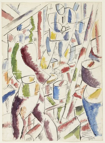 Verdun, The Trench Diggers ( Verdun, les foreurs ) by Fernand Léger, drawing, 1916