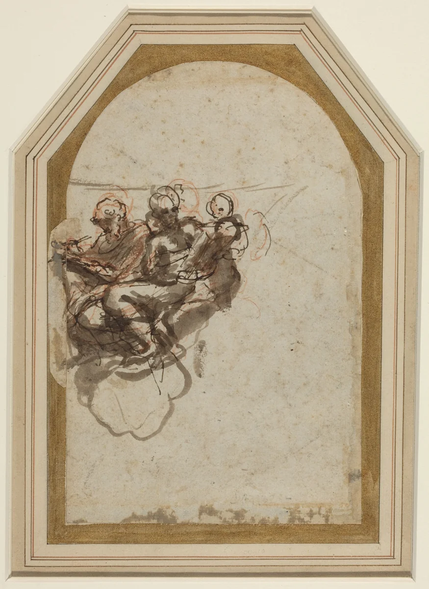 Saint Matthew and Saint Jerome [verso] by Correggio, drawing, 1523-1524