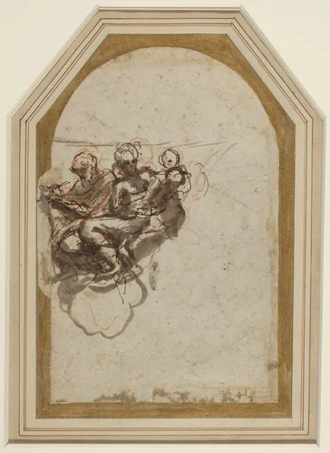 Saint Matthew and Saint Jerome [verso] by Correggio, drawing, 1523-1524