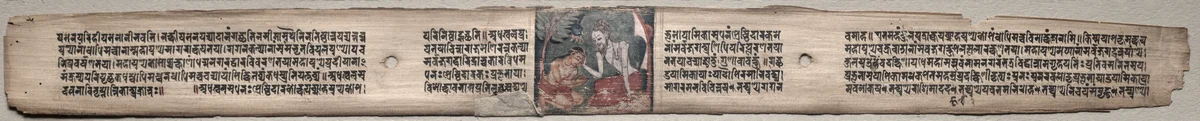 Sudhana and the rishi Bhishmottaranirgosha, folio 94 (recto) from a Gandavyuha-sutra (Scripture of the Supreme Array) by Unknown, painting, 1000-1199