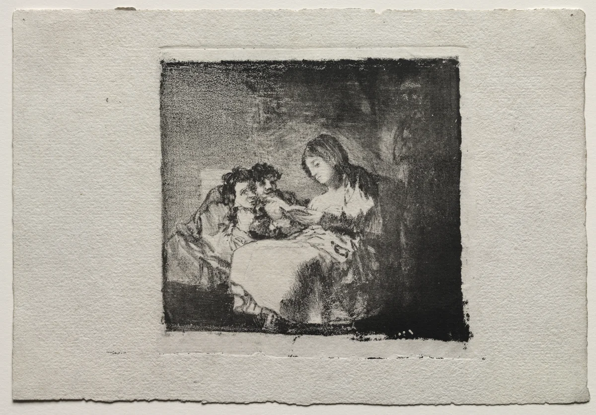 Woman Reading to Two Children by Francisco de Goya, print, 1824-1825