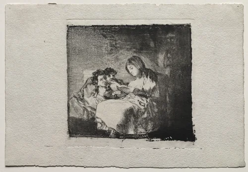 Woman Reading to Two Children by Francisco de Goya, print, 1824-1825