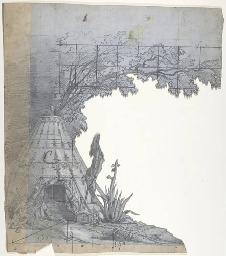 Design for a Stage Set at the Opéra, Paris: A Tent by Eugène Cicéri, drawing, 1830-1890
