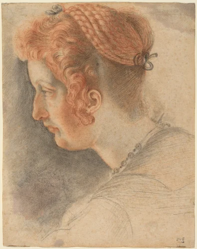 Head of a Woman in Profile by Sigismondo Coccapani, drawing, 1620