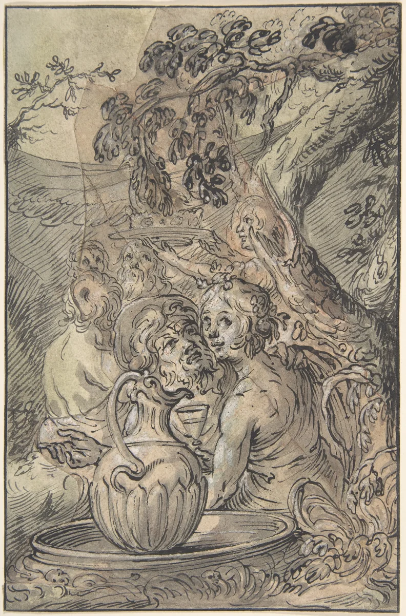 Temptation of St Anthony by anonymous, drawing, 1500-1599