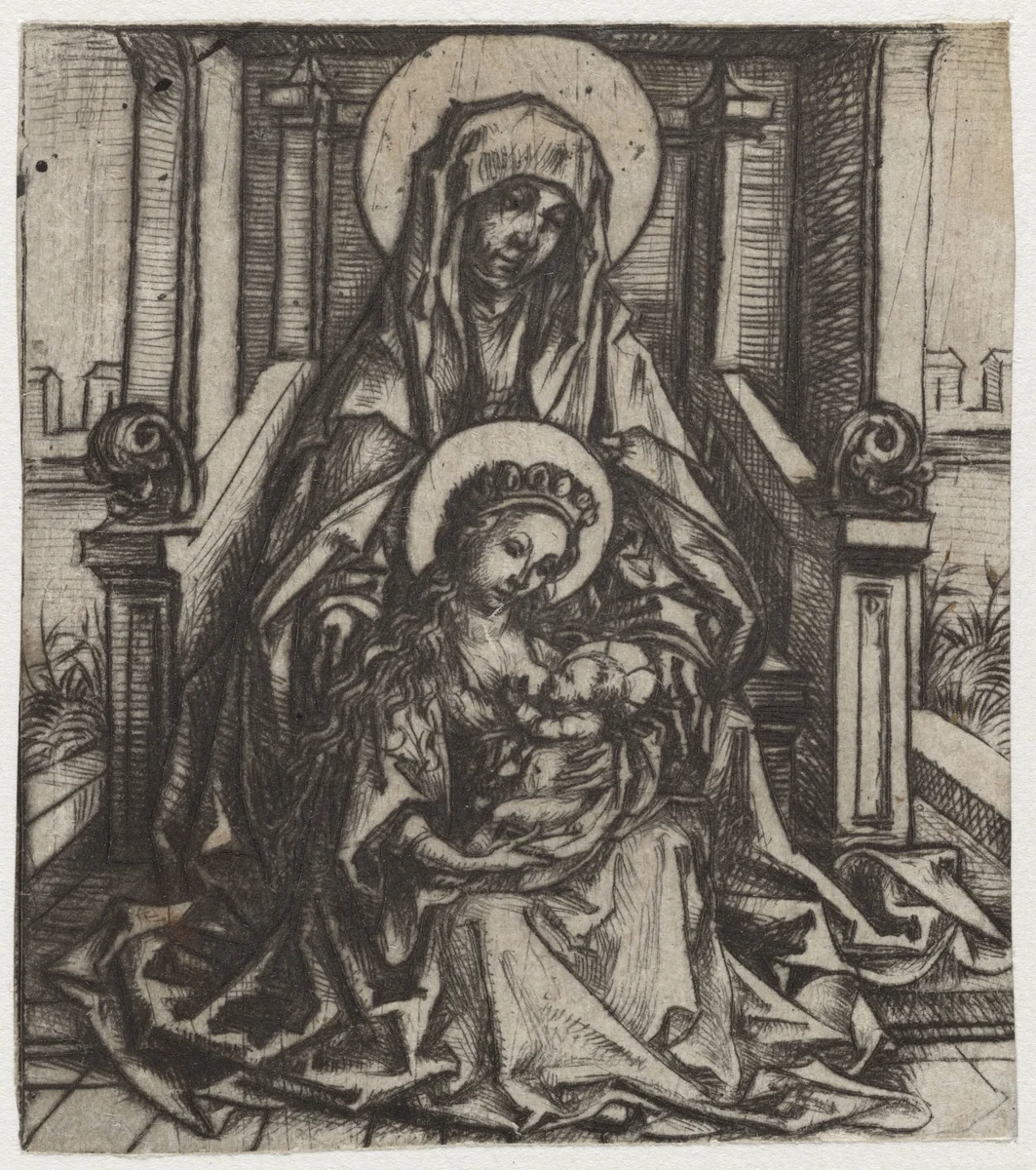 Heilige Anna-te-Drieën by Meester van het Amsterdamse Kabinet, print, 1488-1492