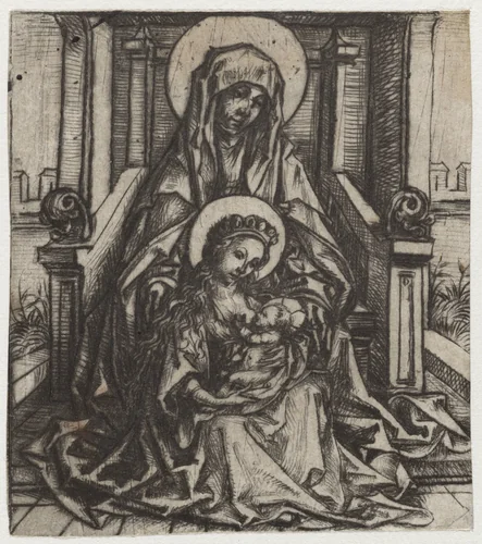Heilige Anna-te-Drieën by Meester van het Amsterdamse Kabinet, print, 1488-1492