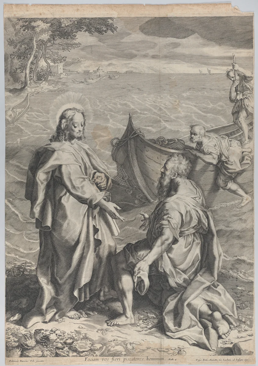 Christ and Saint Peter by anonymous, print, 1743-1763