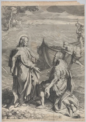 Christ and Saint Peter by anonymous, print, 1743-1763
