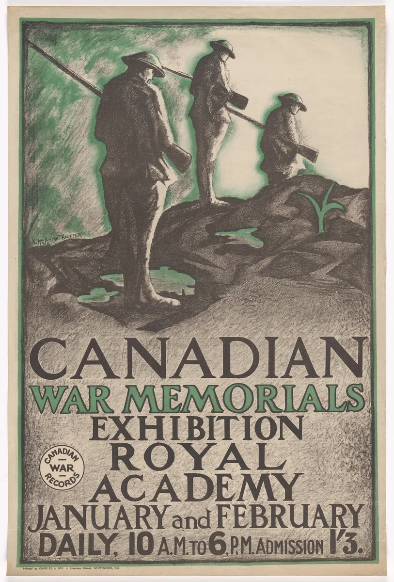 Canadian War Memorials Exhibition - Royal Academy by E. McKnight Kauffer, design, 1918