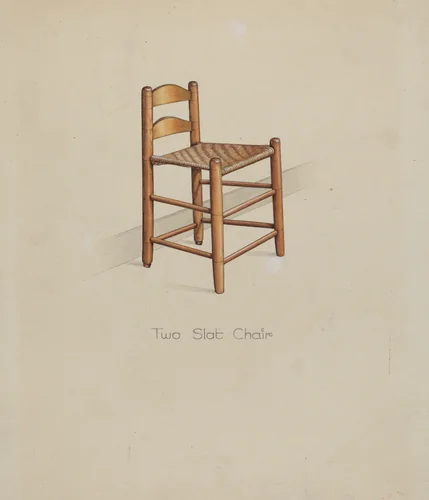 Shaker Two Slat Chair by Irving I. Smith, index of american design, 1936