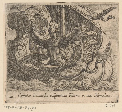 De metgezellen van Diomedes in reigers veranderd by Antonio Tempesta, print, 1606