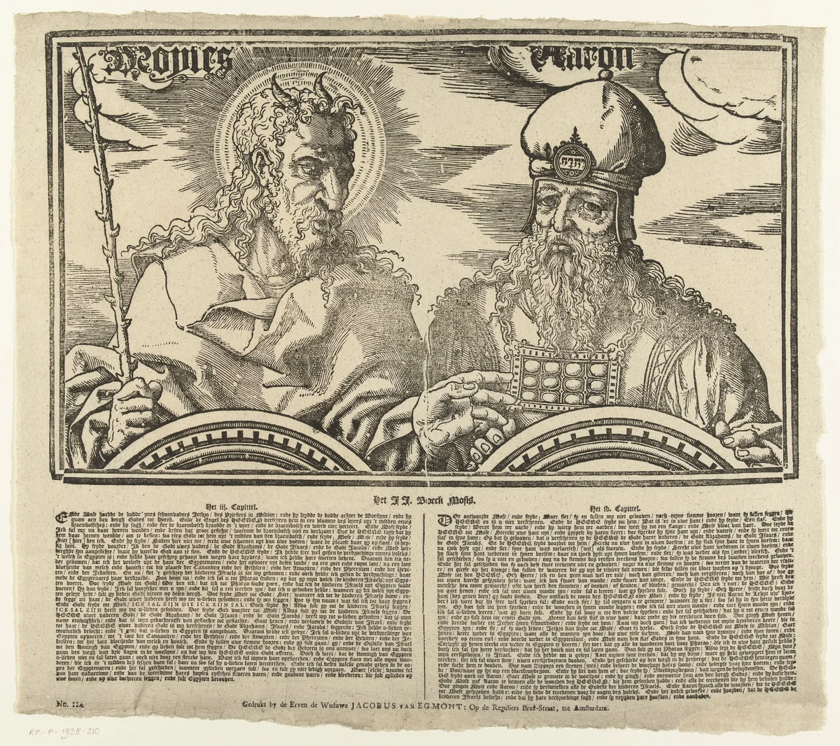 Mozes en Aäron by Cornelis Anthonisz, print, 1509-1553