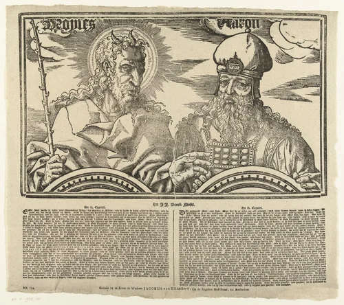Mozes en Aäron by Cornelis Anthonisz, print, 1509-1553