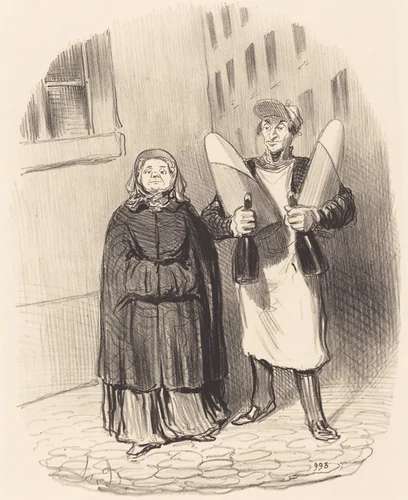 Madame Chapotard se disposant a faire ses confitures by Honoré Daumier, print, 1852
