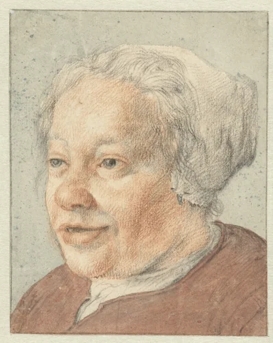Hoofd van een vrouw, driekwart naar links by Cornelis Dusart, drawing, 1670-1704