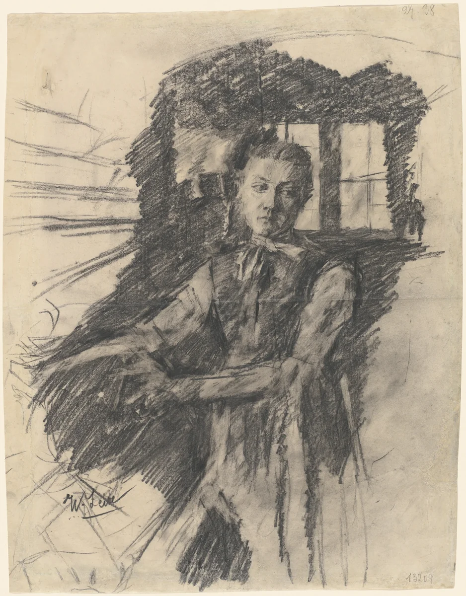 Malresl Working in the Kitchen by Wilhelm Leibl, drawing, 1893-1903