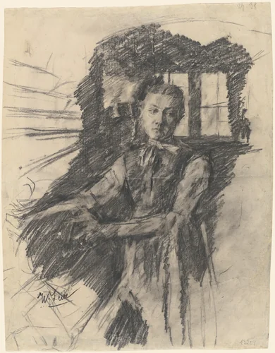 Malresl Working in the Kitchen by Wilhelm Leibl, drawing, 1893-1903