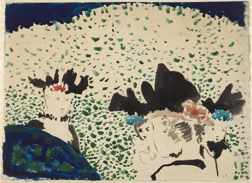 Four Ladies with Fancy Hats by Edouard Vuillard, drawing, 1892-1893