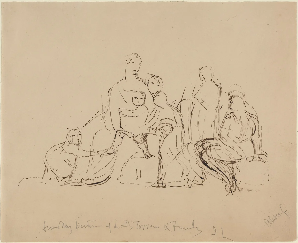 Lady Torrens and Family by William Blake; John Linnell, drawing, 1825