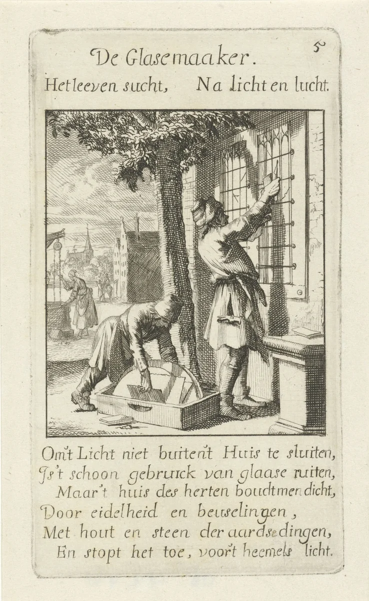 Glaszetter by Jan Luyken, print, 1694