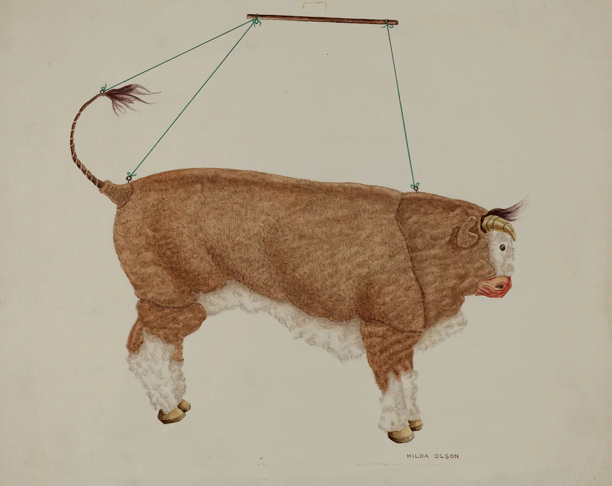 Puppet: Bull by Hilda Olson, index of american design, 1940