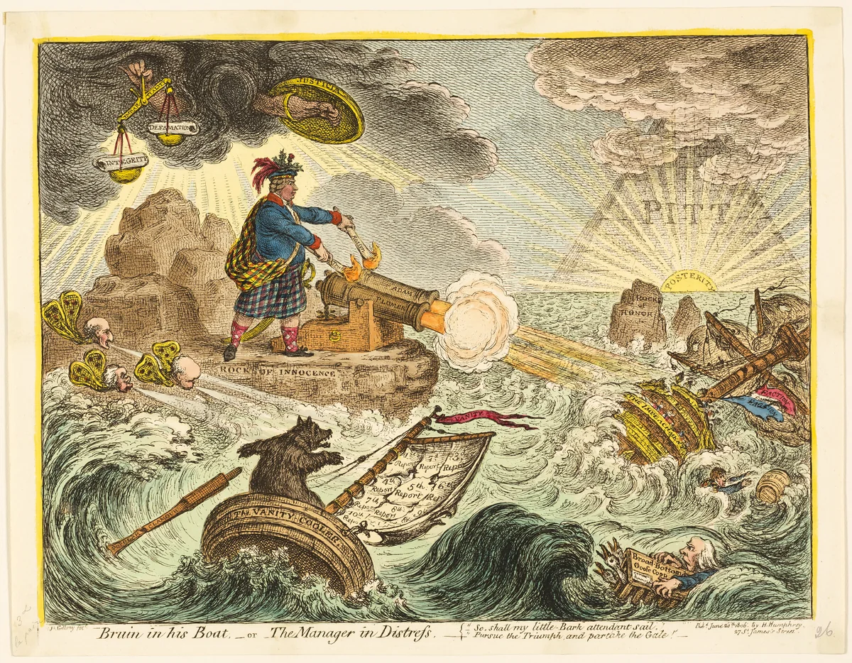 Bruin in his Boat by James Gillray, print, 1806