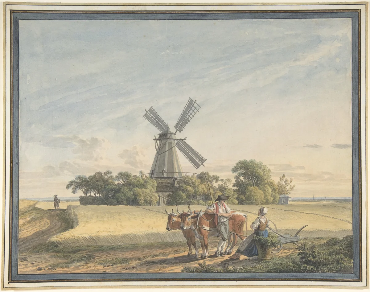 Landscape by Jacob Wilhelm Mechau, drawing, 1785