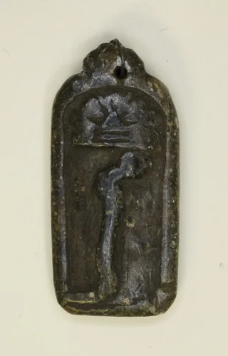 Amulet of Bes Head and Serpent by Egyptian, metalwork, -1070--664