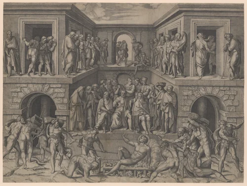 The Martyrdom of Saint Lawrence, after Bandinelli by Marcantonio Raimondi, print, 1515-1525