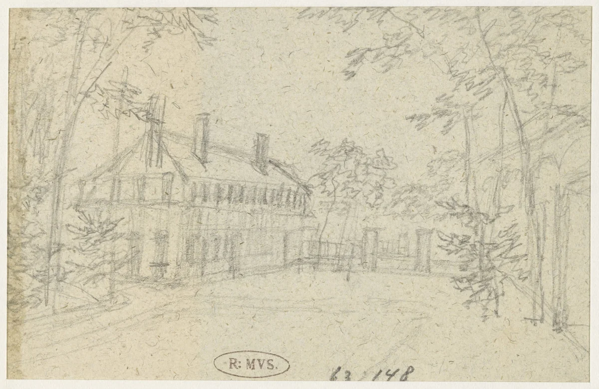 Hek tussen twee gebouwen by Georges Michel, drawing, 1773-1843