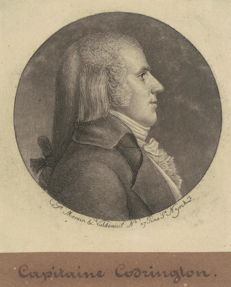 Captain Codrington by Charles B. J. Févret de Saint-Mémin, print, 1796-1797