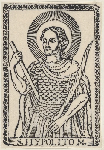 Saint Hippolytus of Rome, martyr by anonymous, print, 19