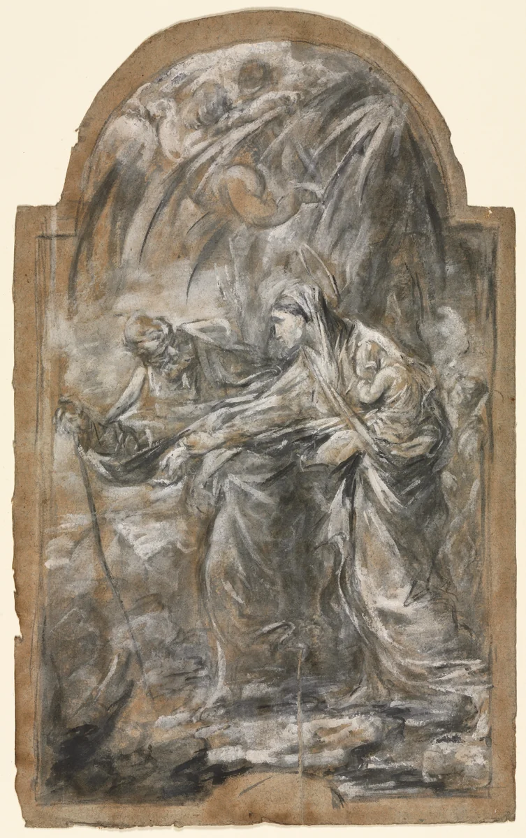 Flight into Egypt by Alessandro Magnasco, drawing, 1740-1749