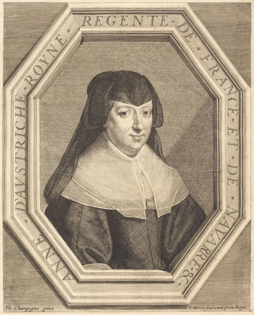 Anne of Austria by Jean Morin; Philippe de Champaigne, print, 1600-1650