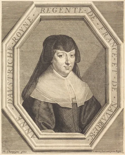 Anne of Austria by Jean Morin; Philippe de Champaigne, print, 1600-1650
