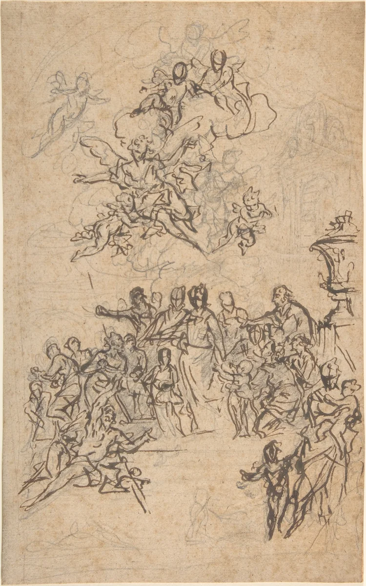 Saint Elisabeth of Portugal Giving Alms to the Poor by Daniel Gran, drawing, 1710-1757