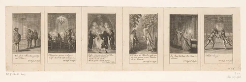 Zes voorstellingen uit Shakespeares Macbeth by Daniel Nikolaus Chodowiecki, print, 1784