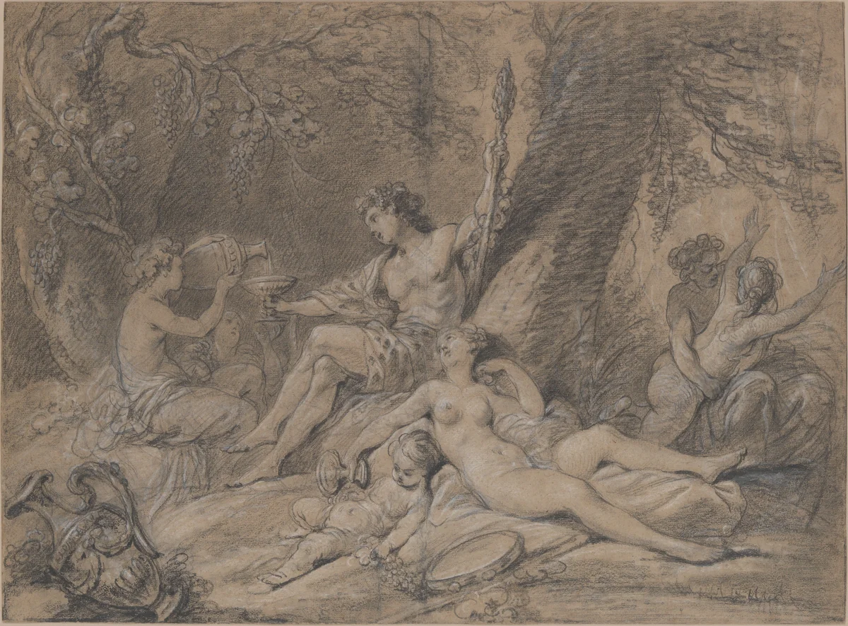 Bacchus and Ariadne by Jean Hughes Taraval, drawing, 1740-1785