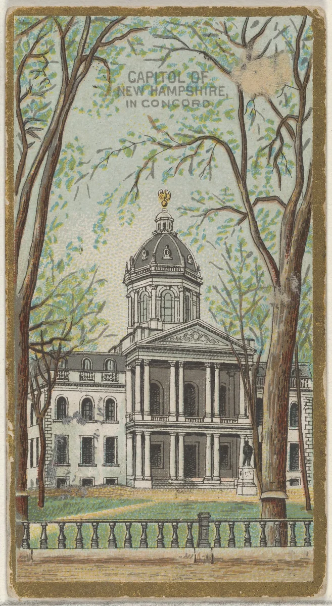 Capitol of New Hampshire in Concord, from the General Government and State Capitol Buildings series (N14) for Allen & Ginter Cigarettes Brands by Allen & Ginter, print, 1889