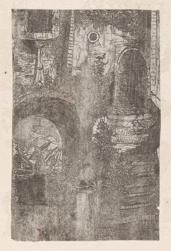 Escalier d'un Château (Staircase of a Château) by Rodolphe Bresdin, print, 1839-1885